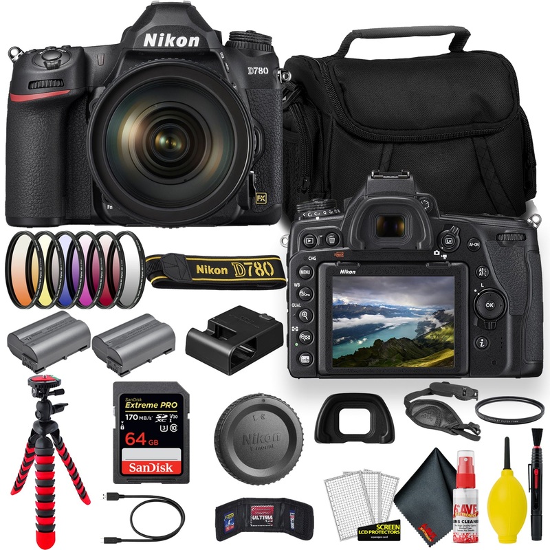 Nikon D780 24.5 MP Full Frame DSLR Camera with 24-120mm Lens (1619) - Bundle  -  + Sandisk Extreme Pro 64GB Card + Additional ENEL15 Battery + Nikon Case + Cleaning Set +  Filter Sets + More (Renewed) - Reconditioned