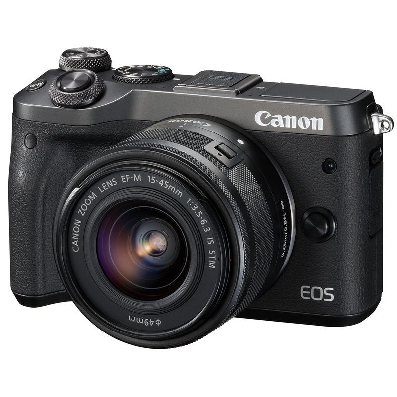 Canon mirrorless Single-Lens Camera EOS M6 Lens kit (Black) EF-M15-45mm F3.5-6.3 is STM- International Version (No Warranty)