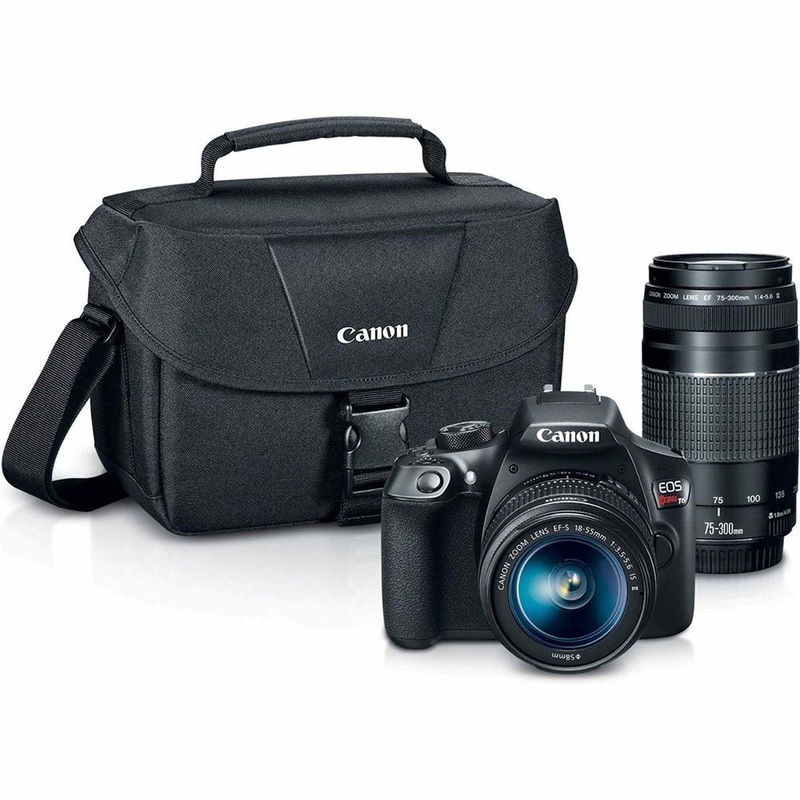Canon Digital SLR Camera Kit [EOS Rebel T6] with EF-S 18-55mm and EF 75-300mm Zoom Lenses - Black - Used