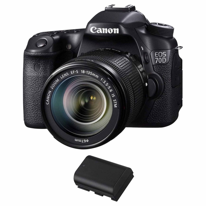 Canon EOS 70D 20.2 MP Digital SLR Camera with Dual Pixel CMOS AF and EF-S 18-135mm F3.5-5.6 IS STM Kit - International V - Used