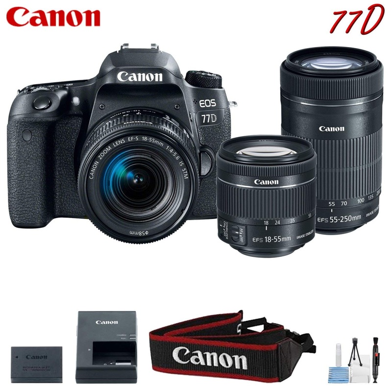 Canon EOS 77D Digital SLR Camera with 18-55mm & 55-250mm Lenses Kit (International Model)