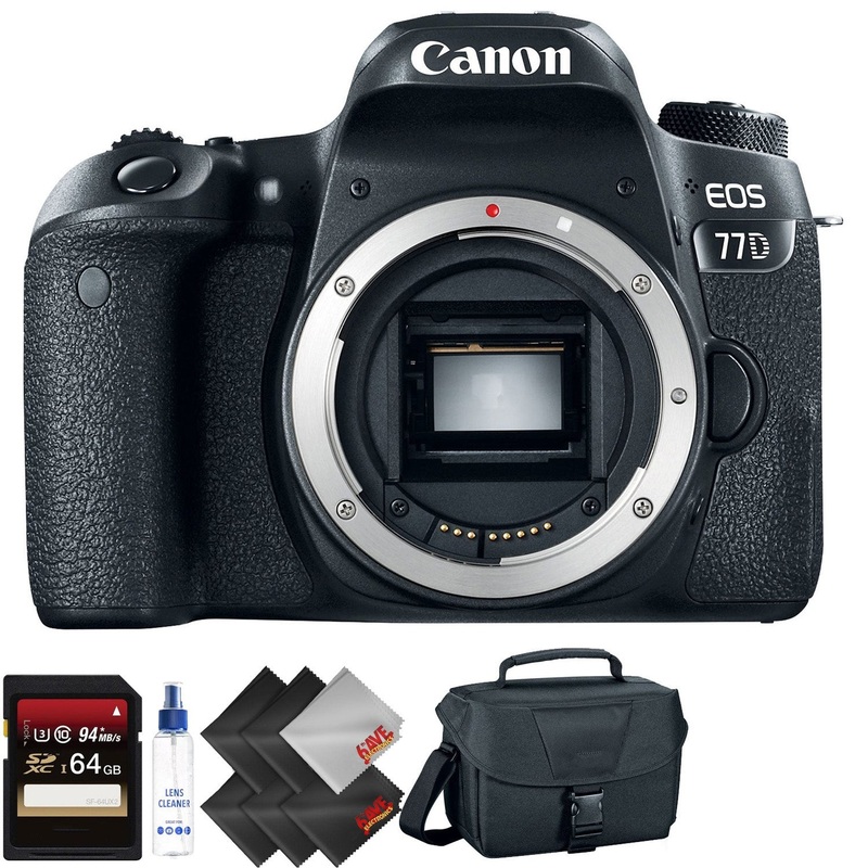 Canon EOS 77D DSLR Camera (Body Only) + 64GB Memory Card + 1 Year Warranty