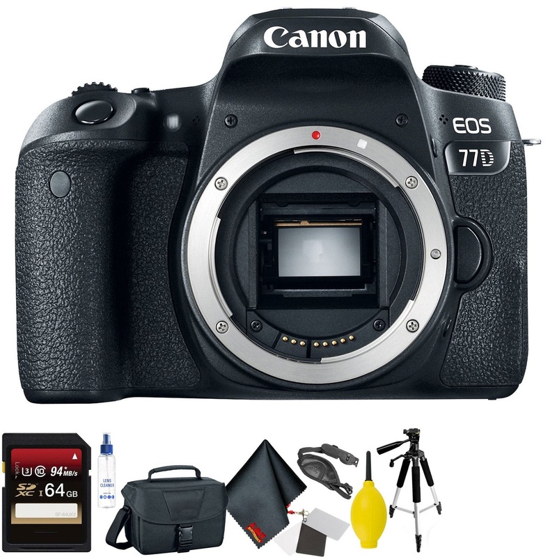 Canon EOS 77D DSLR Camera (Body Only) + 64GB Memory Card + Mega Accessory Kit + 1 Year Warranty