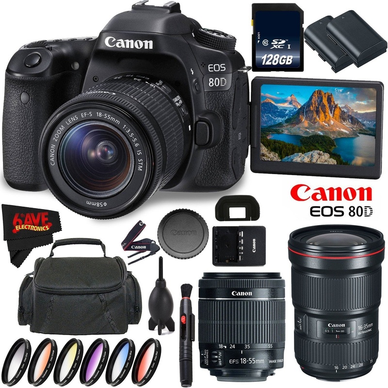 Canon EOS 80D DSLR Camera + 18-55mm Lens + Canon EF f/2.8L III USM Lens + 128GB Memory Card International Version