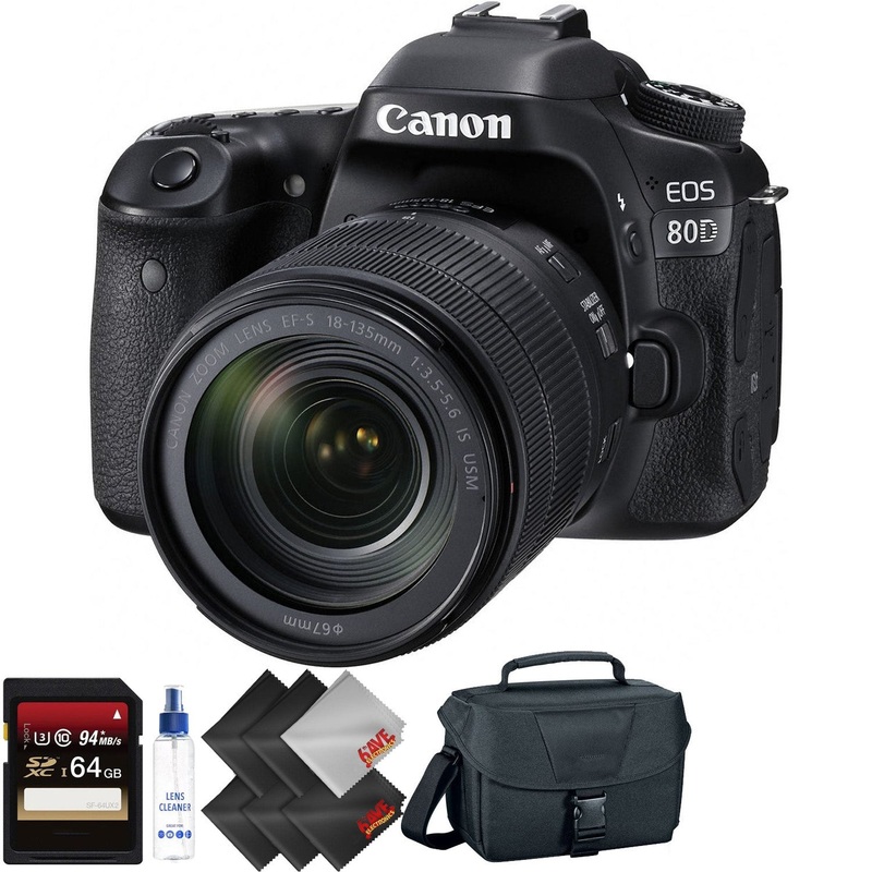Canon EOS 80D DSLR Camera with 18-135mm Lens + 64GB Memory Card + 1 Year Warranty