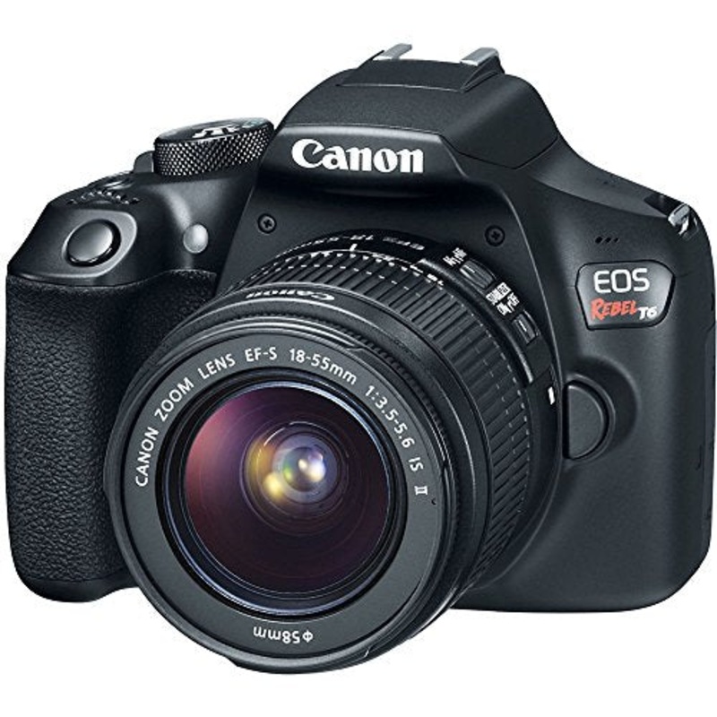 Canon EOS Rebel T6 Digital SLR Camera Kit with EF-S 18-55mm f/3.5-5.6 is II Lens, Built-in WiFi and NFC - Black (Renewed) - Reconditioned