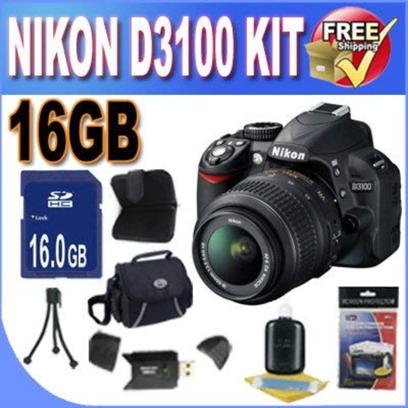 Nikon D3100 14.2MP Digital SLR Camera with 18-55mm f/3.5-5.6 AF-S DX VR Nikkor Zoom Lens 16GB Kit
