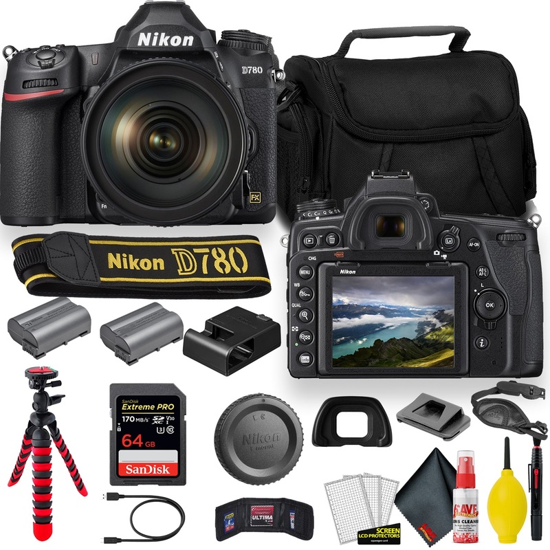 Nikon D780 24.5 MP Full Frame DSLR Camera (1618) - Accessory Bundle -  With Sandisk Extreme Pro 64GB Card + Additional ENEL15 Battery + Nikon Case + Cleaning Set + More (Renewed) - Reconditioned