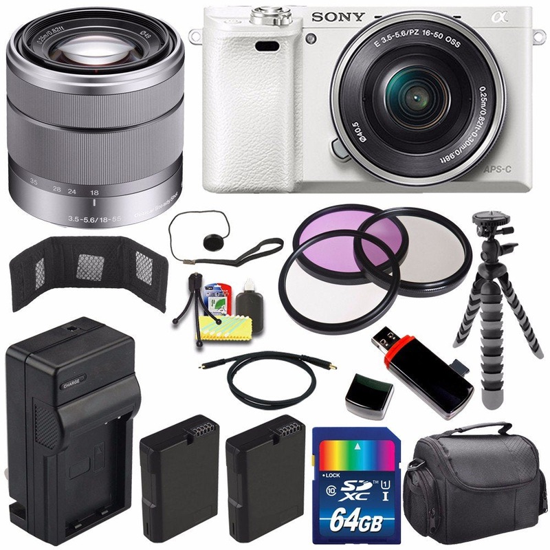 Sony Alpha a6000 Mirrorless Digital Camera with 16-50mm Lens (White) + Sony SEL 1855 18-55mm Zoom Lens + 64GB Bundle 15