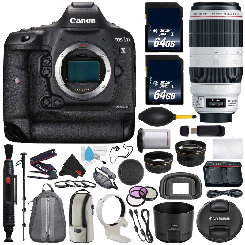 6Ave Canon EOS-1D X Mark II DSLR Camera International Version (No Warranty) + Canon EF 100-400mm L is II USM Lens + Batt