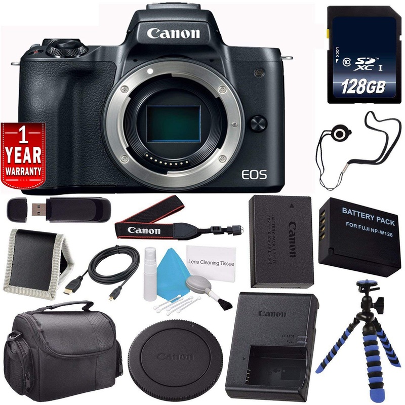 6Ave Canon EOS M50 Mirrorless Digital Camera (Black) (International Model) + LP-E12 Replacement Lithium Ion Battery + 12