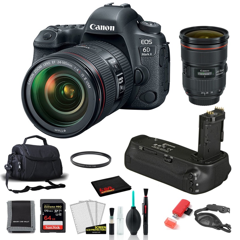 Canon 6D Mark II Camera with 24-105mm Lens Kit with EF 24-70mm Lens + More