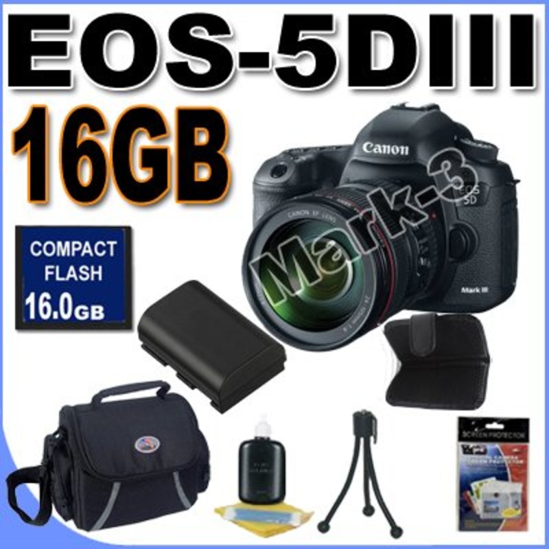 Canon EOS 5D Mark III 22.3 MP Full Frame CMOS Digital SLR Camera with EF 24-105mm f/4 L is USM Lens with 16GB Cf Card Accessory Kit !
