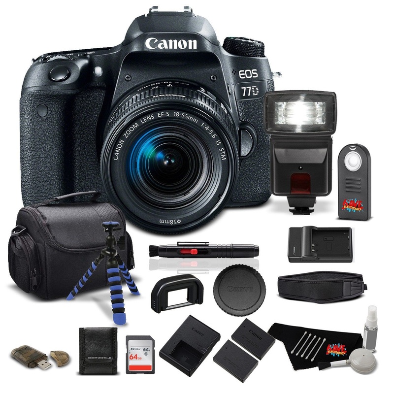 Canon EOS 77D DSLR Camera 18-55mm Zoom Lens 24.2 MP CMOS - Pro Bundle - International Version