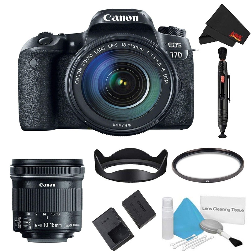 Canon EOS 77D DSLR Camera with 18-135mm Lens Bundle + Bonus 10-18mm Lens (International Model)