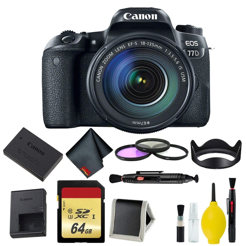 Canon EOS 77D DSLR Camera with 18-135mm USM Lens Memory and Filter Kit