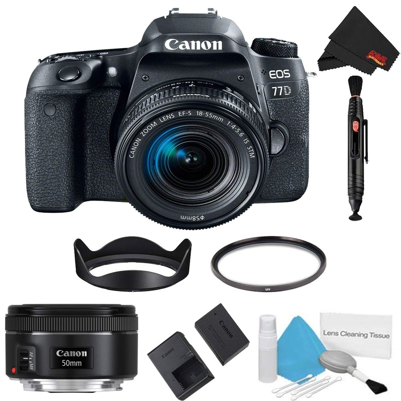 Canon EOS 77D DSLR Camera with 18-55mm Lens Basic Bundle + 50mm Lens (International Model)