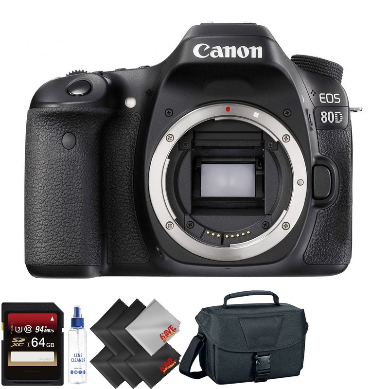 Canon EOS 80D DSLR Camera (Body Only) + 64GB Memory Card + 1 Year Warranty
