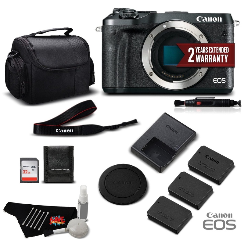 Canon EOS M6 Mirrorless Digital Camera (Body Only, Black) 1724C001- Professional Bundle - International Version