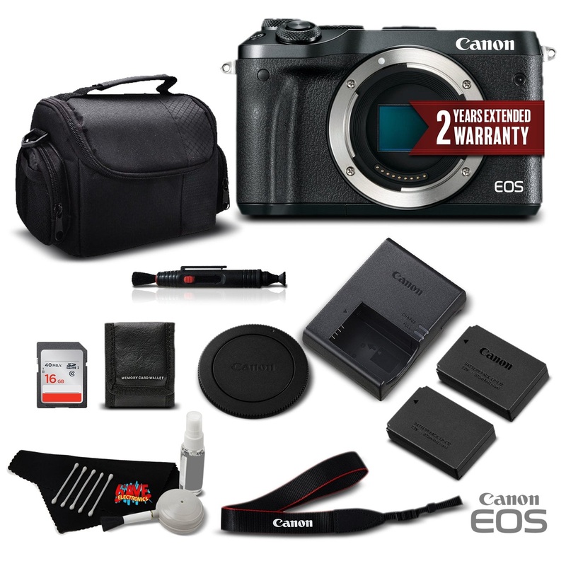 Canon EOS M6 Mirrorless Digital Camera (Body Only, Black) 1724C001- Standard Bundle - International Version