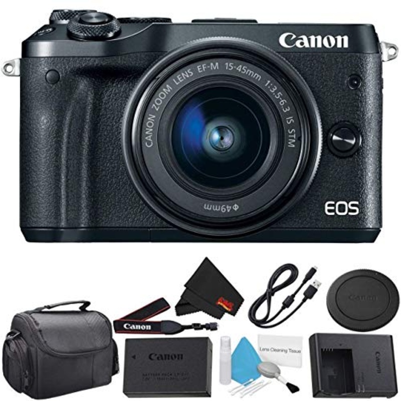 Canon EOS M6 Mirrorless Digital Camera with EF-M 15-45mm f/3.5-6.3 is STM Lens Kit 1724C011 Starter Bundle - Internation