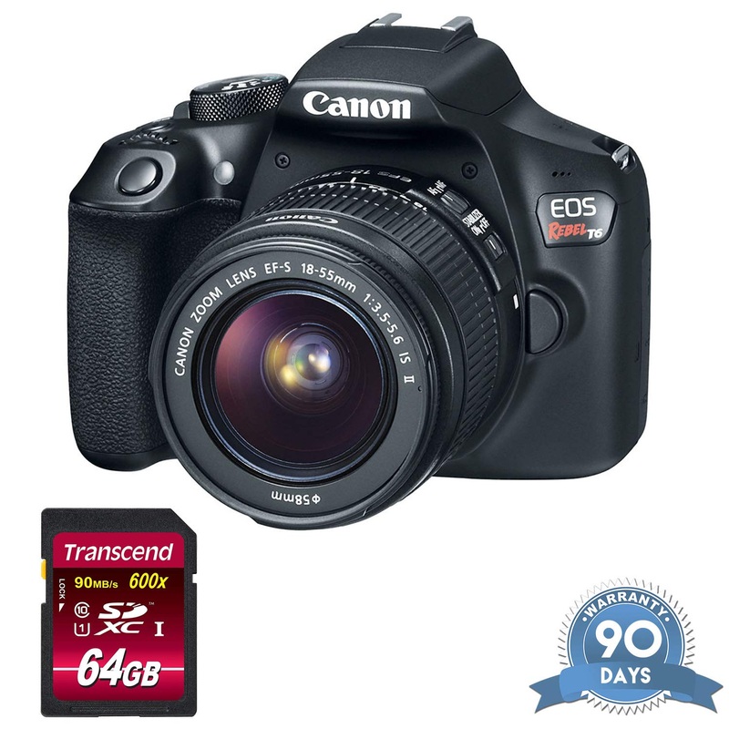 Canon EOS Rebel T6 DSLR Camera with 18-55mm Lens with Memory Card - (Renewed) - Reconditioned