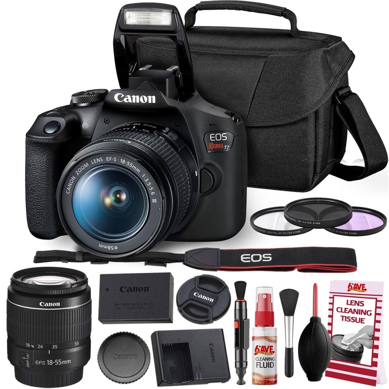 Canon Rebel T7 DSLR Camera with 18-55mm DC III Lens Kit and Carrying Case, Creative Filters, Cleaning Kit, and More - Used