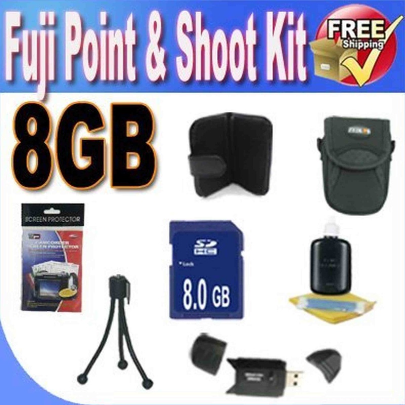Fuji Point & Shoot Accessory Saver Bundle! (8GB SDHC Memory + USB Card Reader + Memory Card Wallet + Deluxe Camera Case w/Strap + Lcd Screen Protectors + Mini Tripod + Accessory Saver Bundle!)