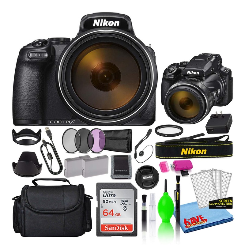 Nikon COOLPIX P1000 125x Zoom Digital Camera (26522) + 64GB SD Card + Bag (Intl) - Reconditioned