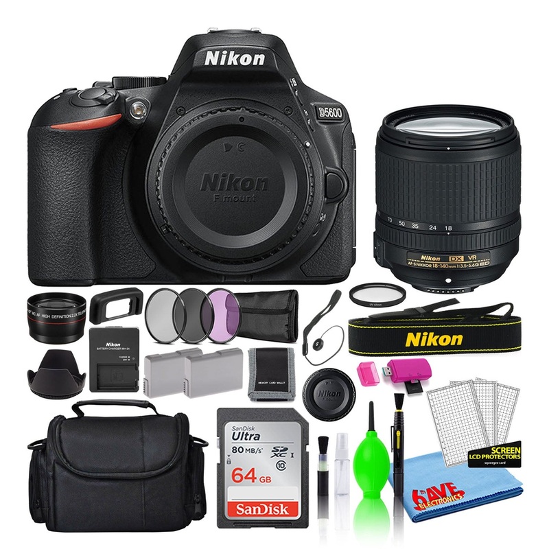 Nikon D5600 Digital Camera with 18-140mm Lens (1577) + 64GB SD Card + Bag (Intl) - Reconditioned