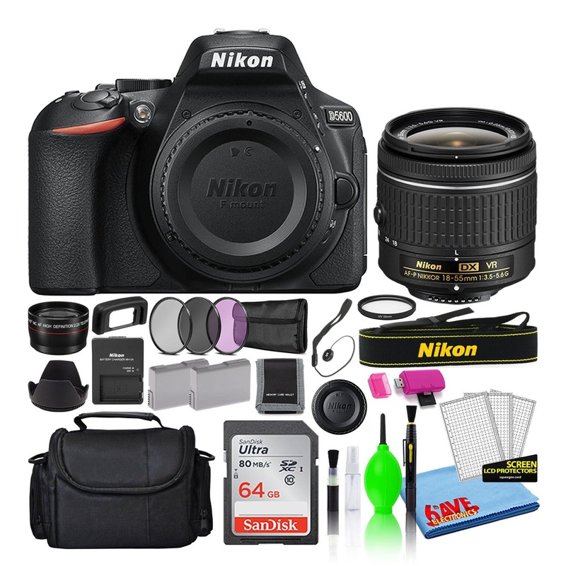 Nikon D5600 Digital Camera with 18-55mm Lens (1576) + SD Card + Batteries (Intl) - Reconditioned