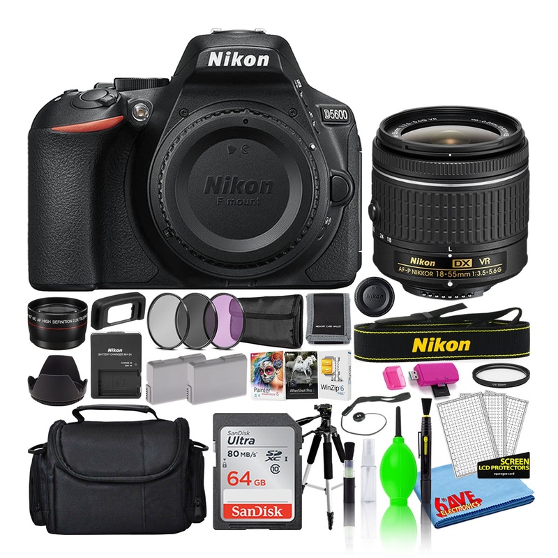 Nikon D5600 Digital Camera with 18-55mm Lens (1576) + SD Card + Software (Intl) - Reconditioned
