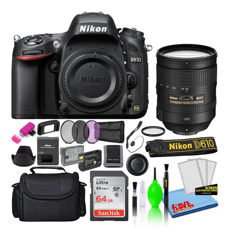 Nikon D610 Digital Camera with 28-300mm Lens (1540) with 64GB Card + Bag (Intl) - Reconditioned