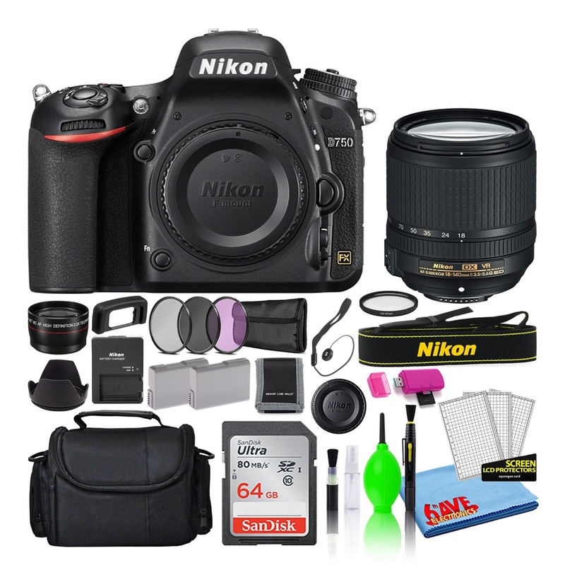 Nikon D750 Digital Camera with 18-140mm VR Lens (1581) + 64GB Card + Bag (Intl) - Reconditioned