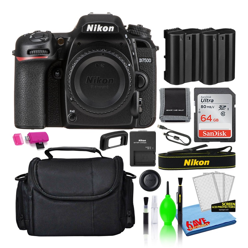 Nikon D7500 Digital Camera (Body Only) (1581) + 64GB SD Card + Camera Bag (Intl) - Reconditioned