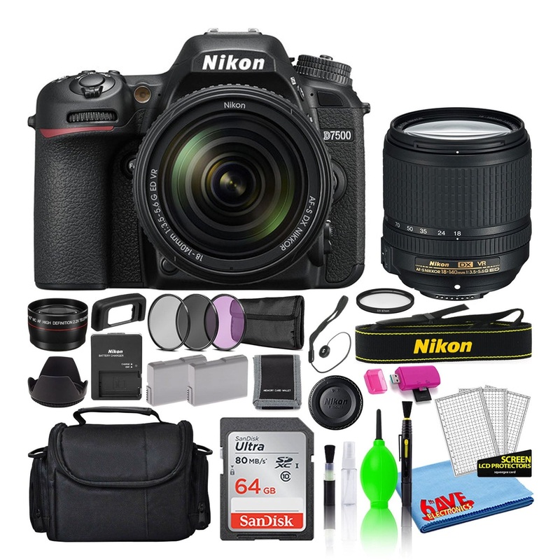 Nikon D7500 Digital Camera with 18-140mm VR Lens (1582) + 64GB Card + Bag (Intl) - Reconditioned