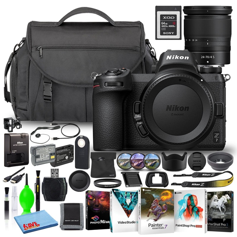 Nikon Z7 Mirrorless Camera + 24-70mm Lens (1594) + XQD Card + Software (Intl) - Reconditioned
