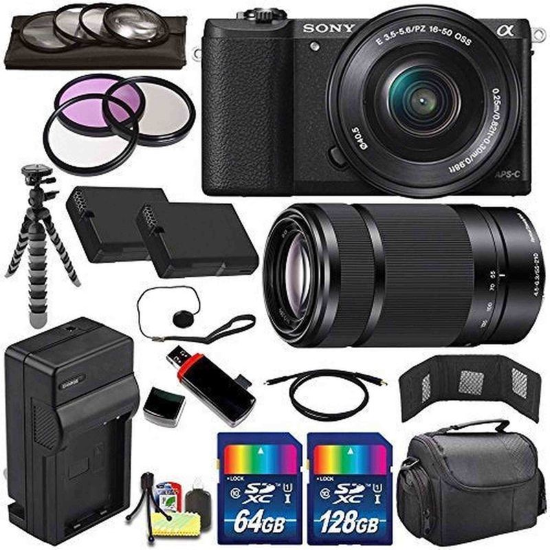 Sony Alpha a5100 Mirrorless Digital Camera with 16-50mm Lens (Black) + Sony E 55-210mm f/4.5-6.3 OSS E-Mount Lens 196GB