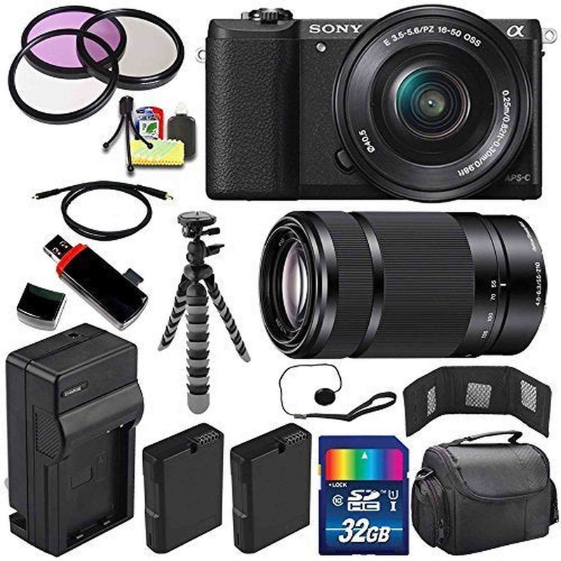 Sony Alpha a5100 Mirrorless Digital Camera with 16-50mm Lens (Black) + Sony E 55-210mm f/4.5-6.3 OSS E-Mount Lens 32GB B