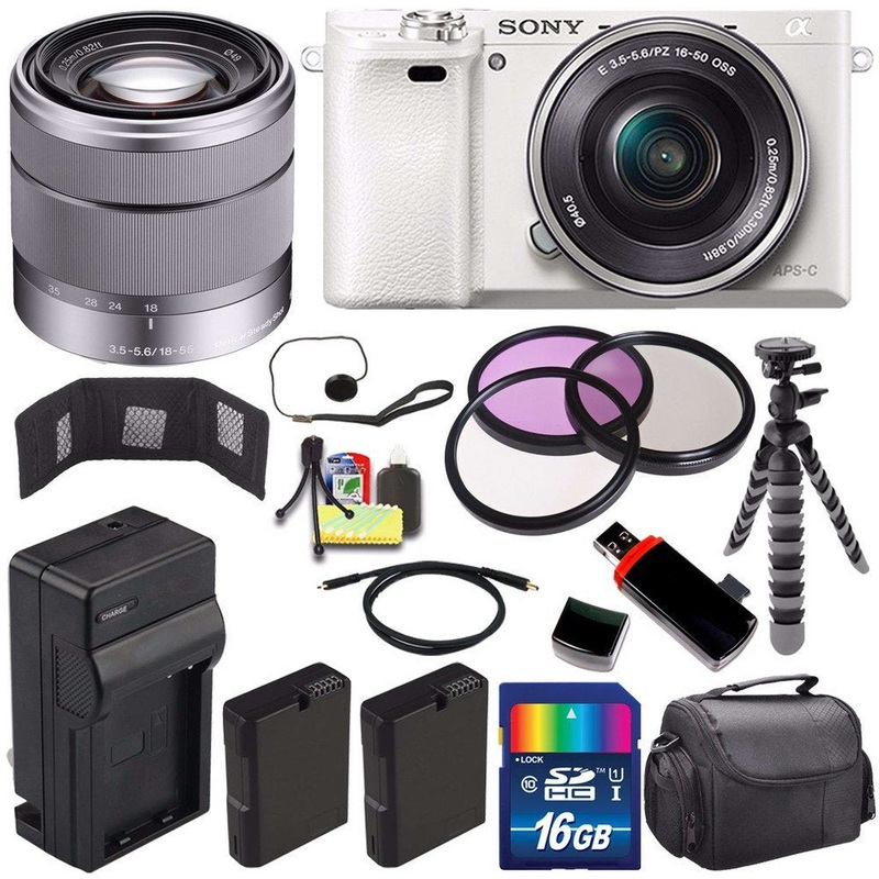 Sony Alpha a6000 Mirrorless Digital Camera with 16-50mm Lens (White) + Sony SEL 1855 18-55mm Zoom Lens + 16GB Bundle 13