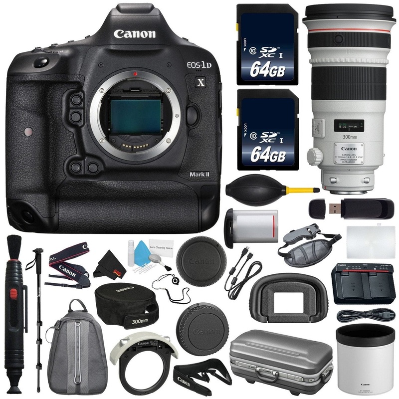 6Ave Canon EOS-1D X Mark II DSLR Camera International Version (No Warranty) + Canon EF 300mm f/2.8L is II USM Lens + Bat