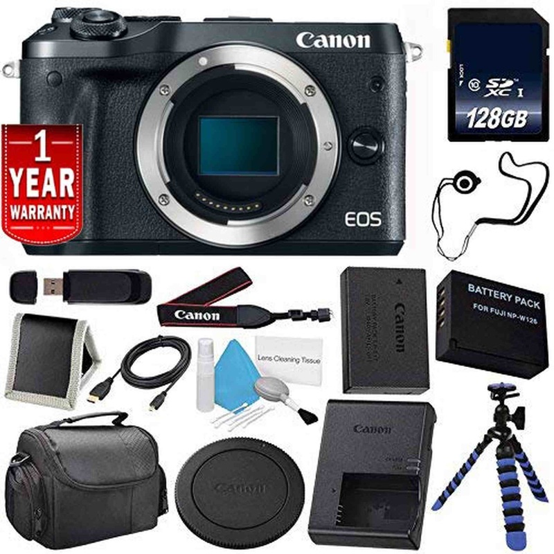 6Ave Canon EOS M6 Mirrorless Digital Camera (Black) 1724C001 (International Model) + LP-E17 Replacement Lithium Ion Batt