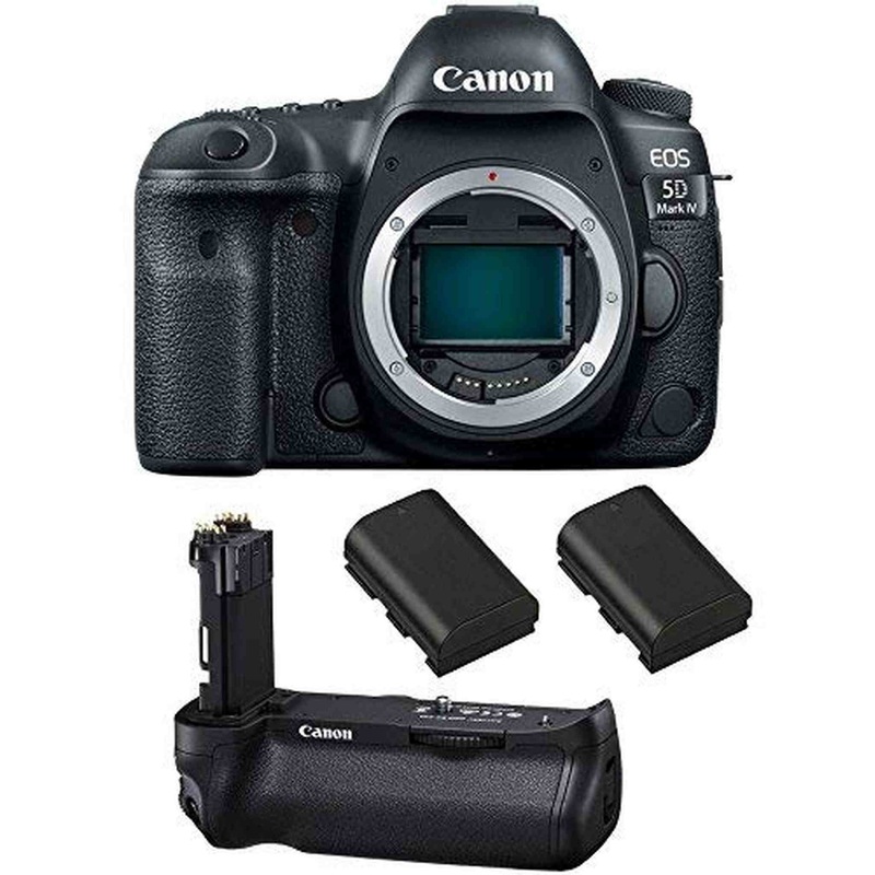 Canon EOS 5D Mark IV DSLR Camera (Body) + Canon BG-E20 Battery Grip + 2 Spare Batteries