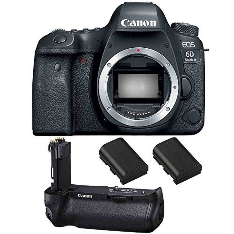 Canon EOS 6D Mark II DSLR Camera (Body Only), Canon BG-E21 Battery Grip, 2 Spare Batteries
