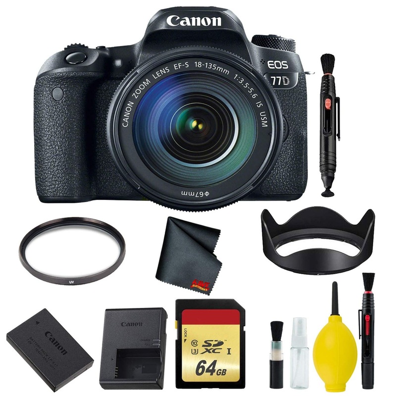 Canon EOS 77D DSLR Camera with 18-135mm USM Lens Memory Kit