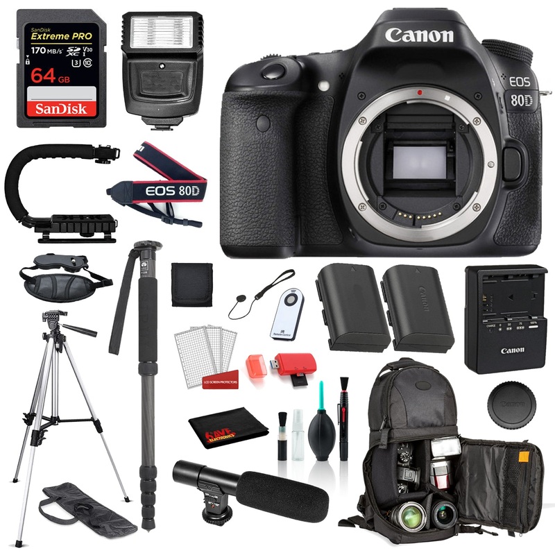 Canon EOS 80D Digital SLR Camera Body Only Bundle ?SanDisk Extreme Pro 64gb SD + MORE