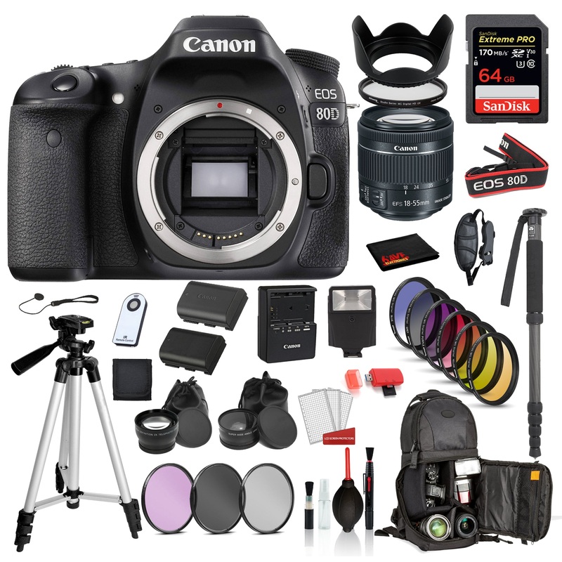 Canon EOS 80D Digital SLR Camera with EF-S 18-55mm is STM Lens  Bundle ?SanDisk Extreme Pro 64gb SD + MORE