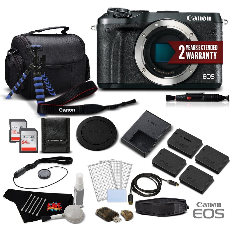 Canon EOS M6 Mirrorless Digital Camera (Body Only, Black) 1724C001- Premium Bundle - International Version