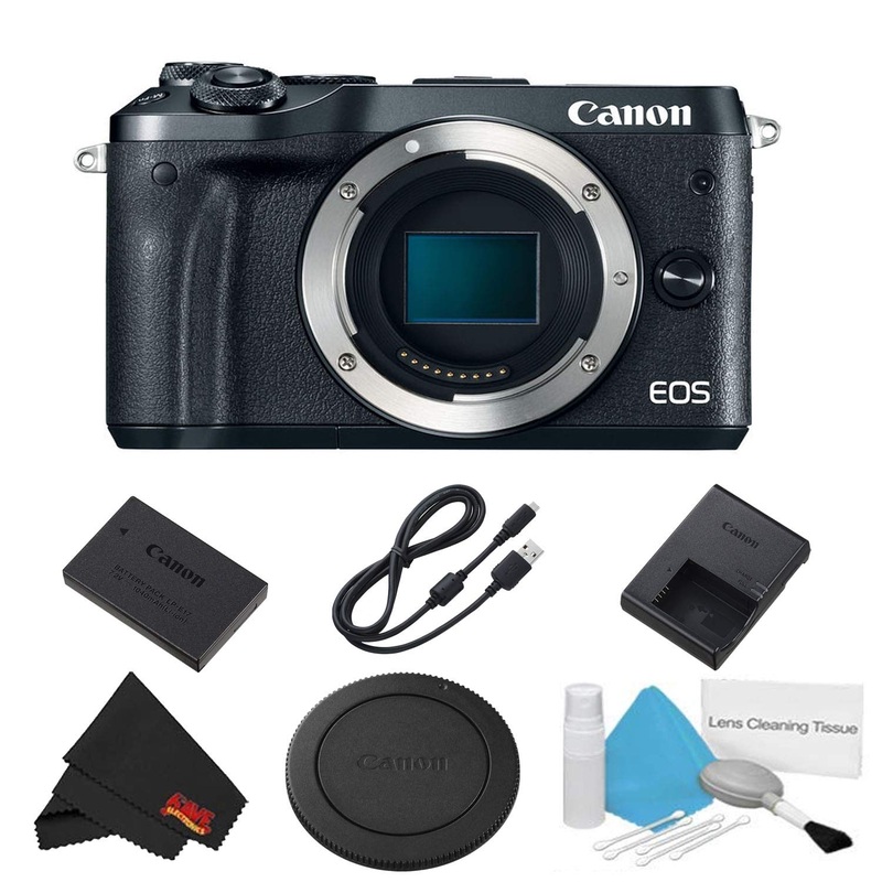 Canon EOS M6 Mirrorless Digital Camera Body Only (Black) Basic Bundle - International Model
