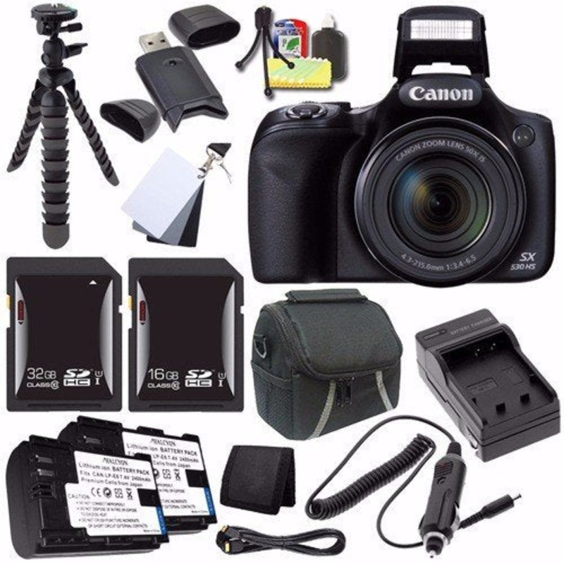 Canon PowerShot SX530 HS Digital Camera (Black) (International Model) + NB-6L Battery + External Charger + 16GB SDHC Car